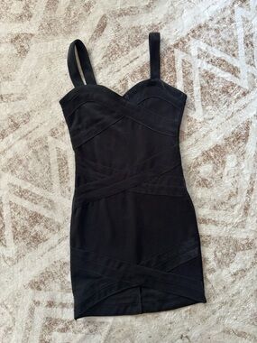 H&M Black Strapless-Look Sweetheart Bodycon Mini Dress